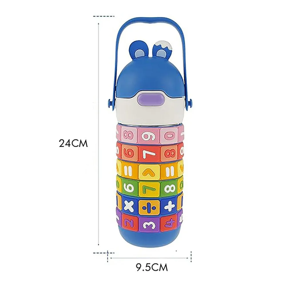 Blue Maths Wizard theme Stainless Steel water Bottle for Kids, 430ml