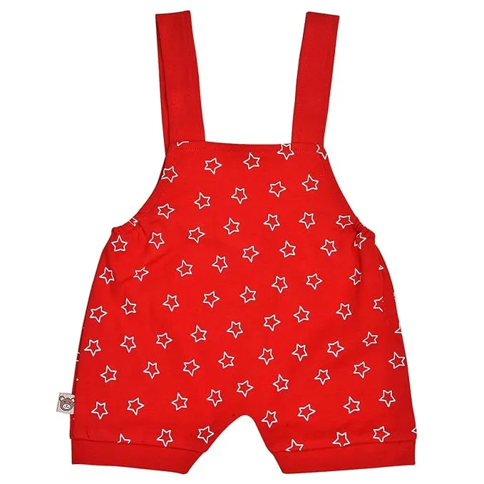 Boys Star Printed Cotton Dungaree Set