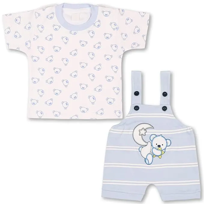 Boys Star Printed Cotton Dungaree Set