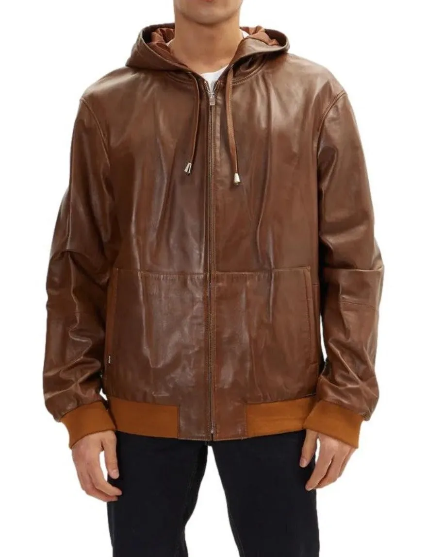 Brown Leather Shirt Jacket