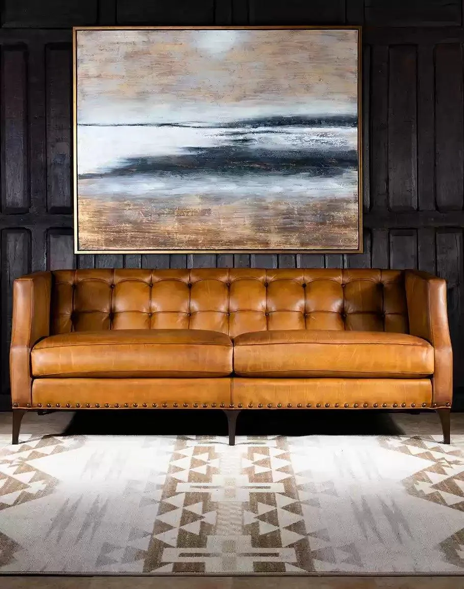 Burnished Leather Tufted Sofa