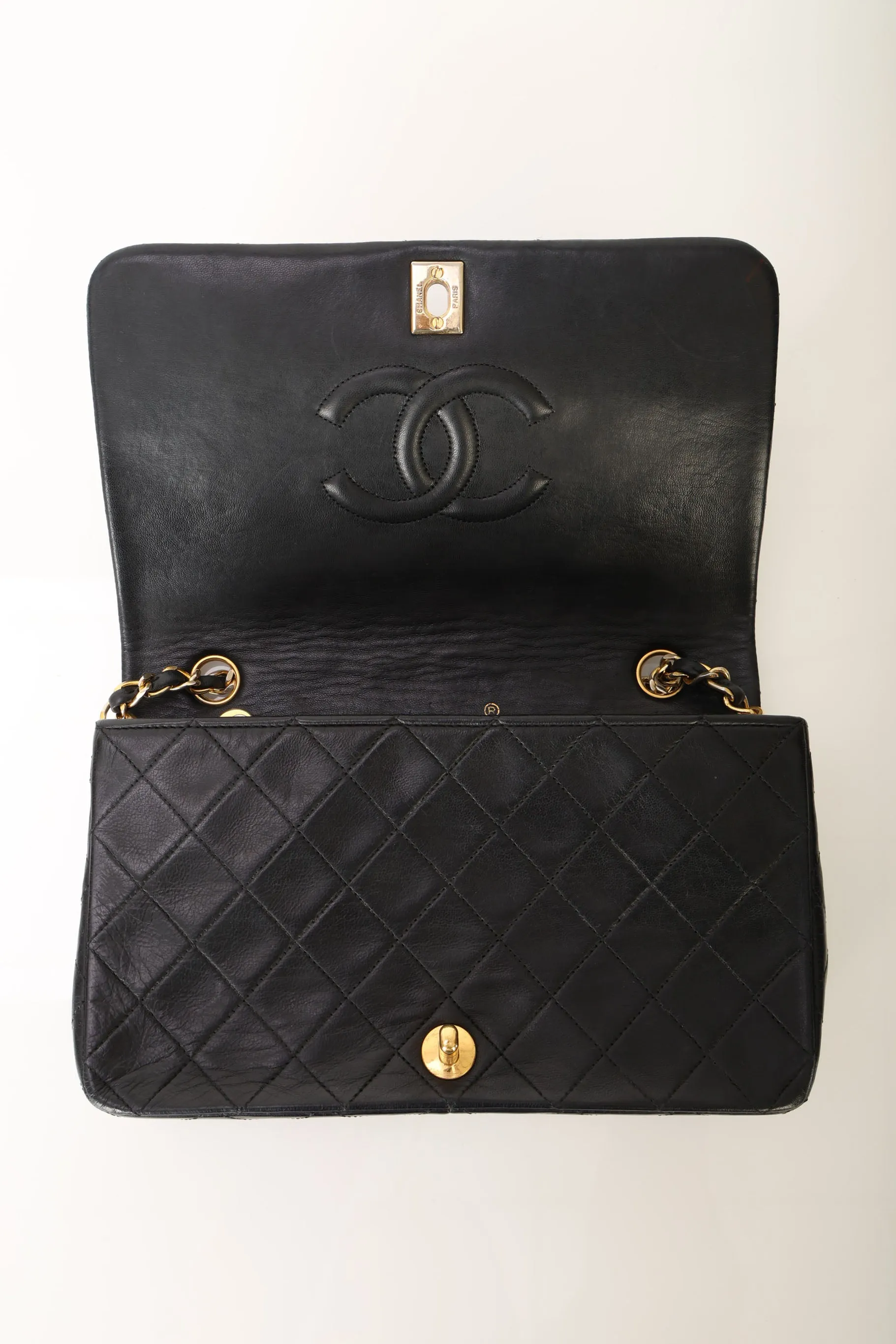 Chanel 1989 Lambskin Turnlock Full Flap Bag