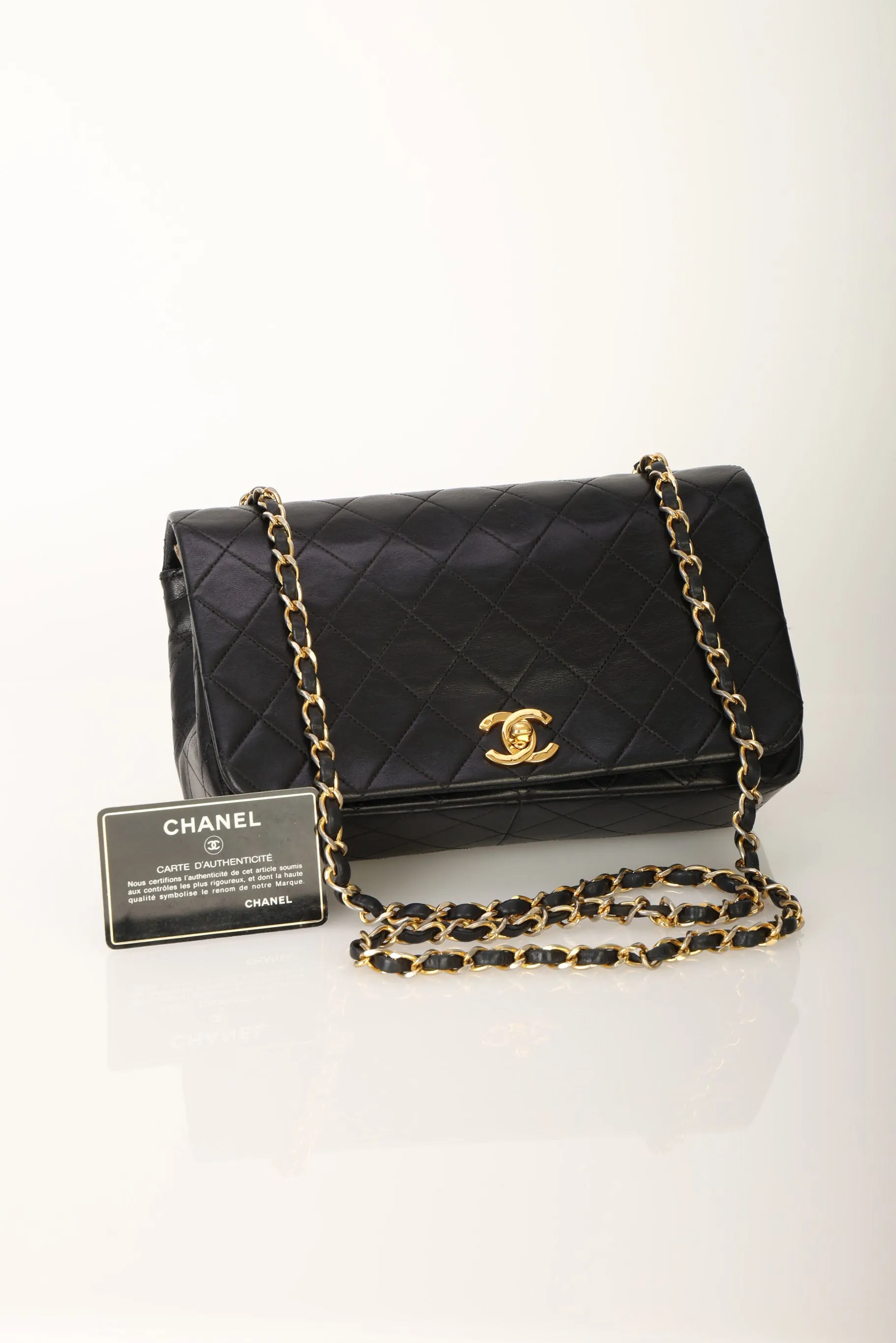 Chanel 1989 Lambskin Turnlock Full Flap Bag