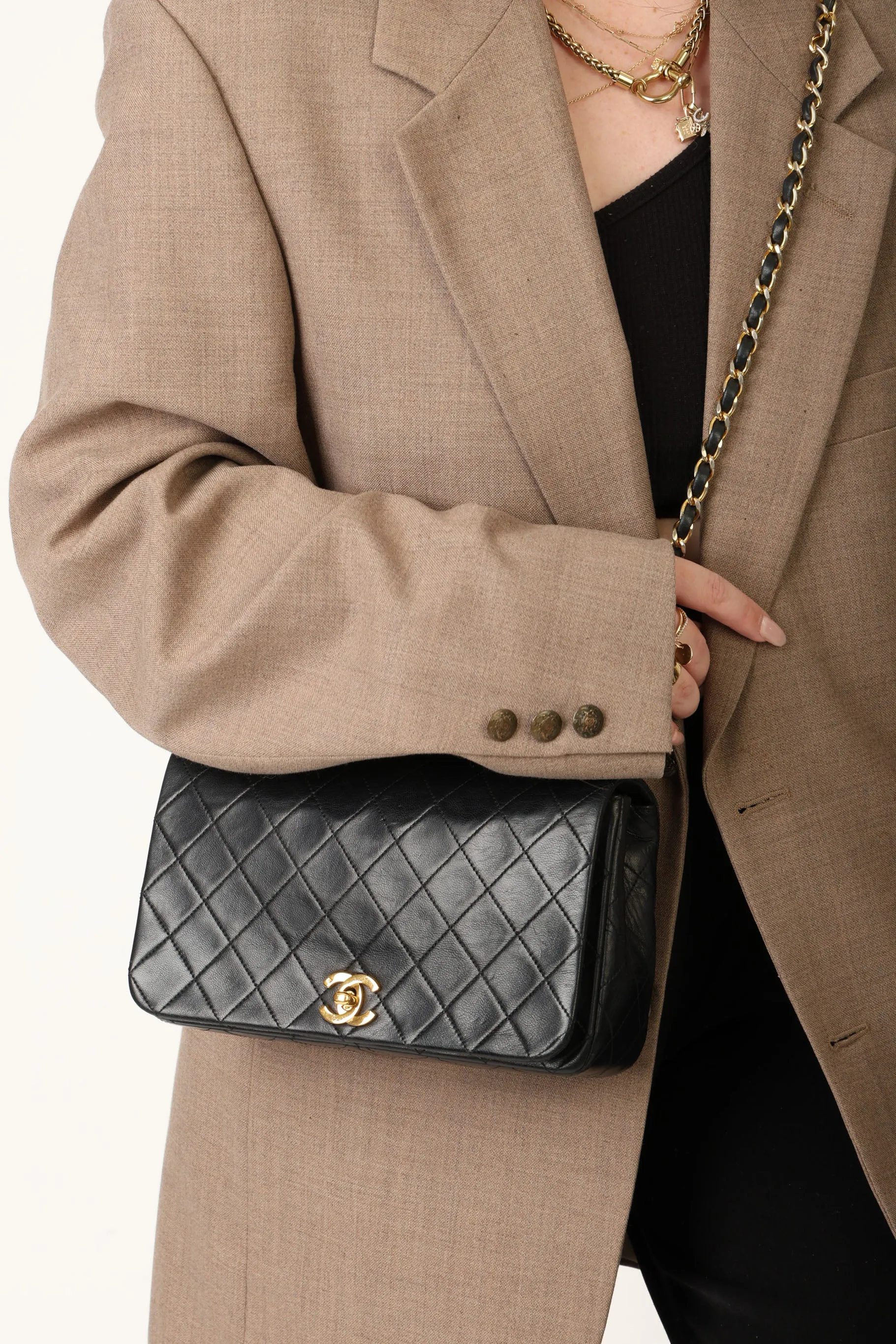 Chanel 1989 Lambskin Turnlock Full Flap Bag