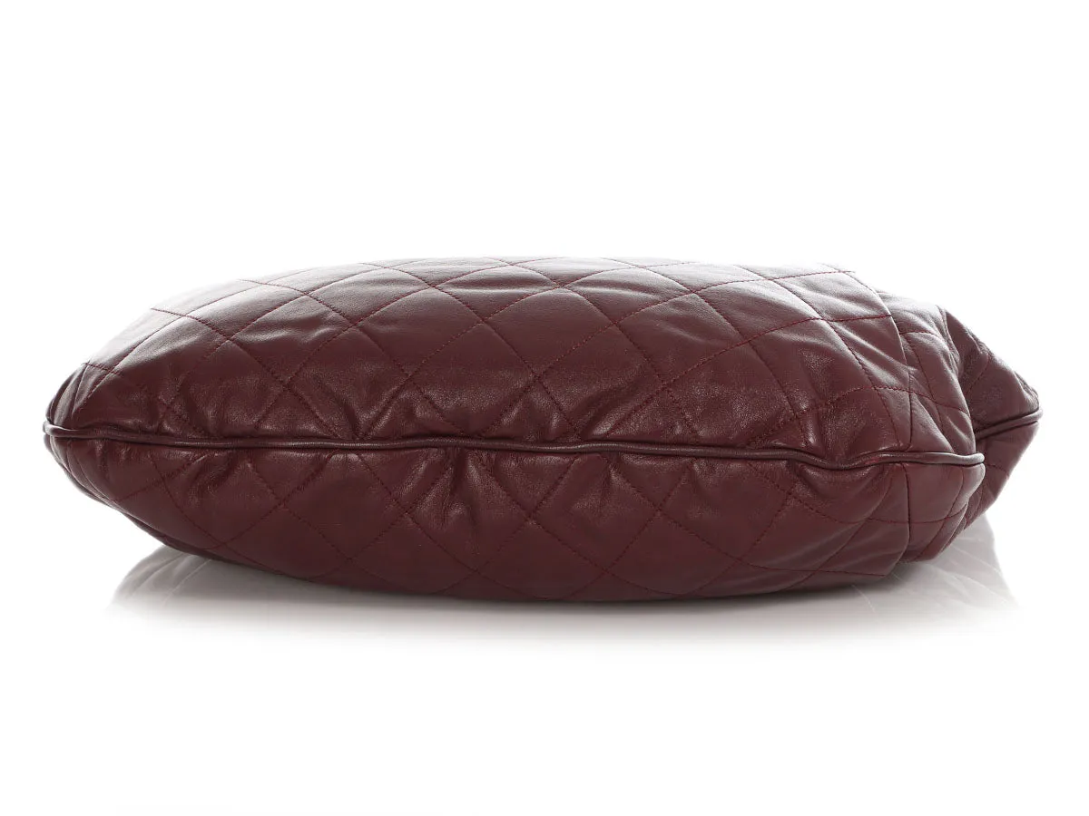 Chanel Burgundy Quilted Smooth Leather Hobo