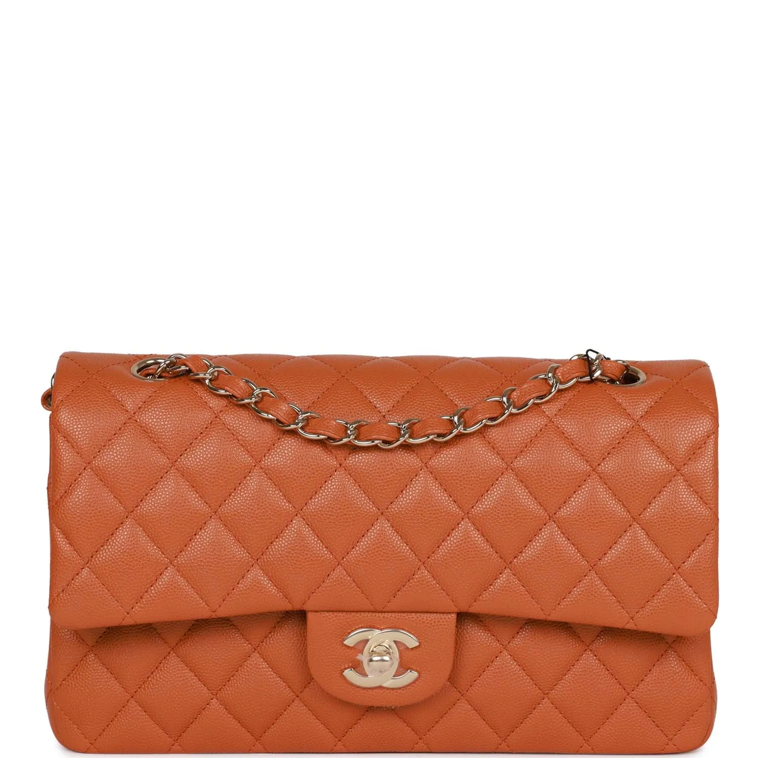 Chanel Medium Classic Double Flap Bag Caramel Caviar Light Gold Hardware