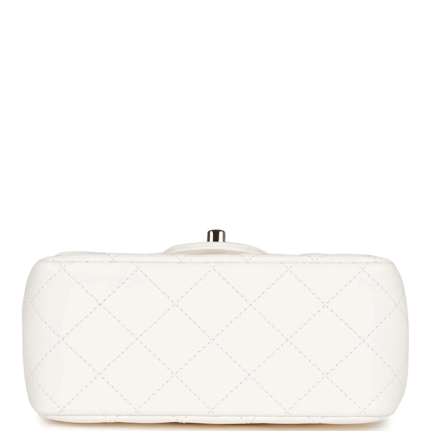 Chanel Pearl Crush Mini Square Flap Bag White Lambskin Light Gold Hardware