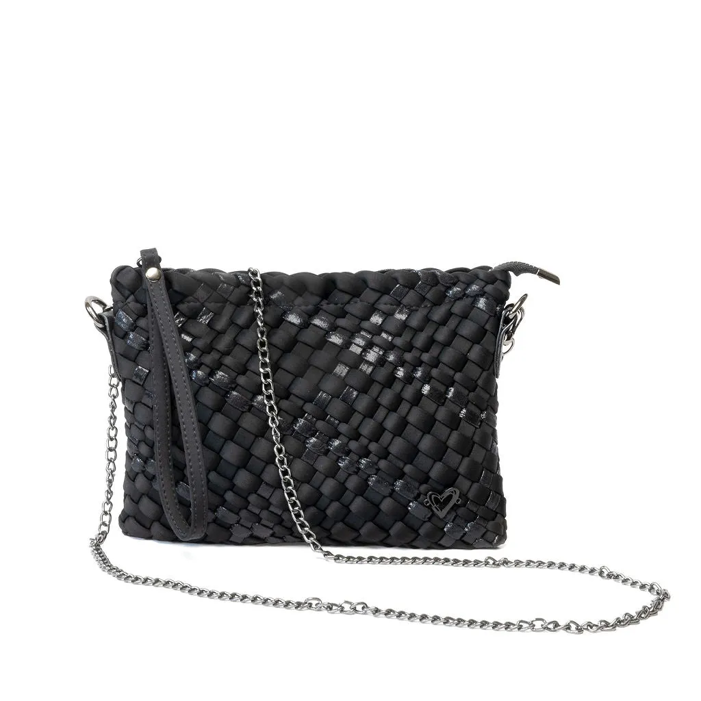 Charlotte Woven Crossbody - Nero (Black & Metallic Black)