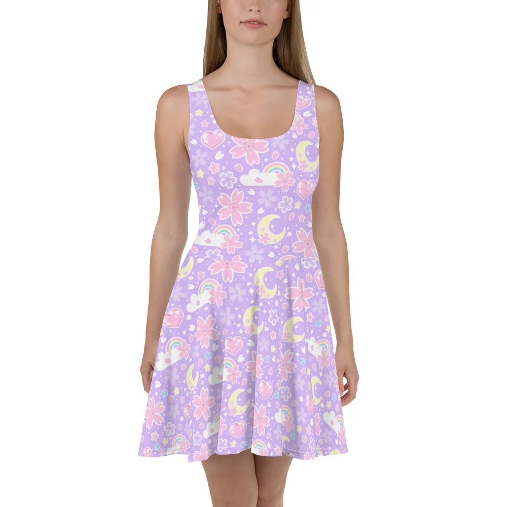 Cherry Blossom Dreams Purple Skater Dress