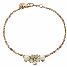 Cherry Blossom Flower Bracelet - Rose Gold Vermeil, Diamond & Pearl