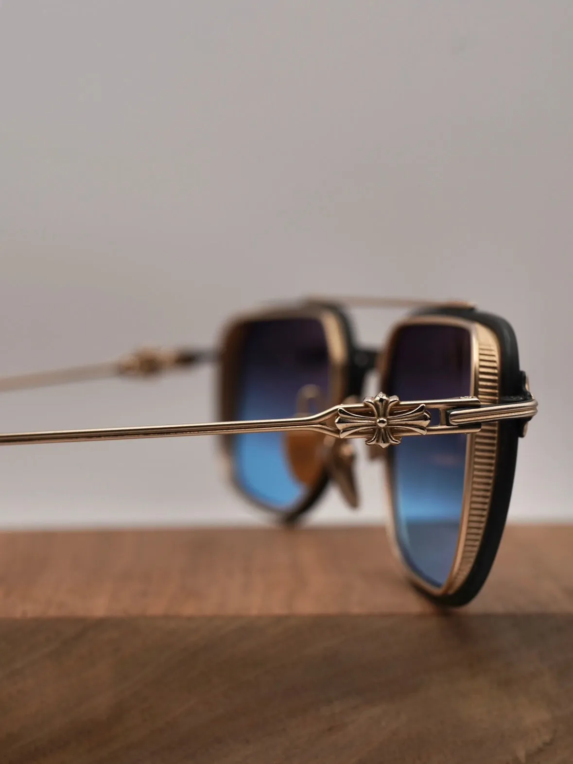 CHROME HEARTS HUMPSTER BLUE GOLD SUNGLASSES