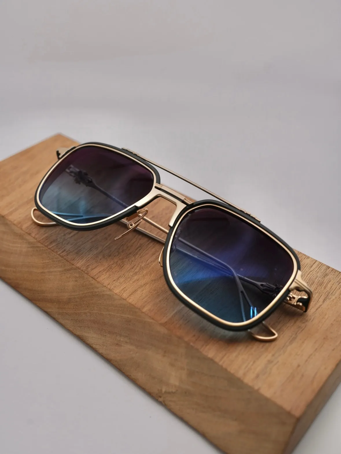 CHROME HEARTS HUMPSTER BLUE GOLD SUNGLASSES