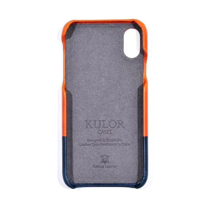 Cider Orange & Peacock Blue iPhone Xs / iPhone X Leather Case