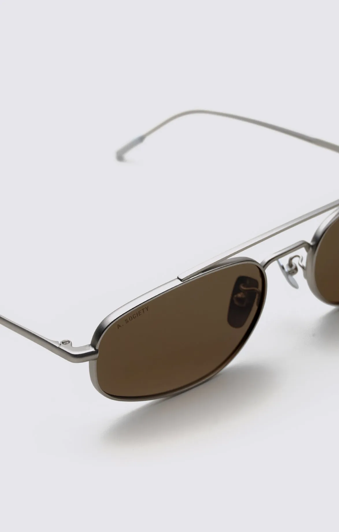 Ciel Matt Silver Brown Sunglasses