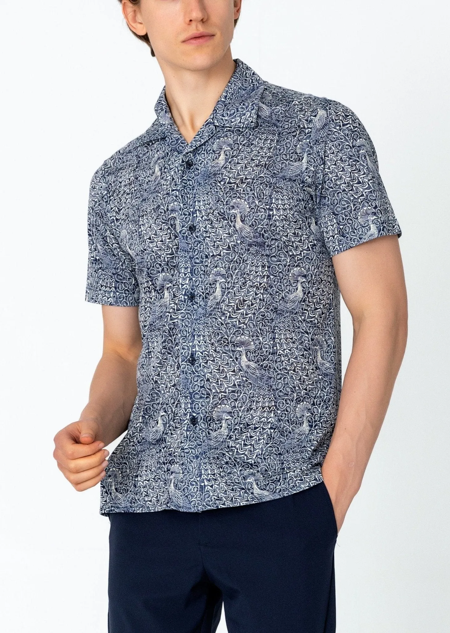 Collared Lightweight Shirt - Peacock Navy