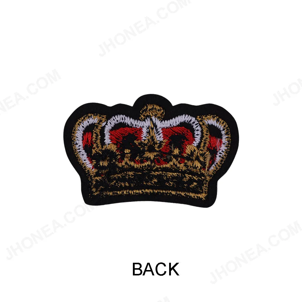 Colourful Beaded Embroidery Crown Patch