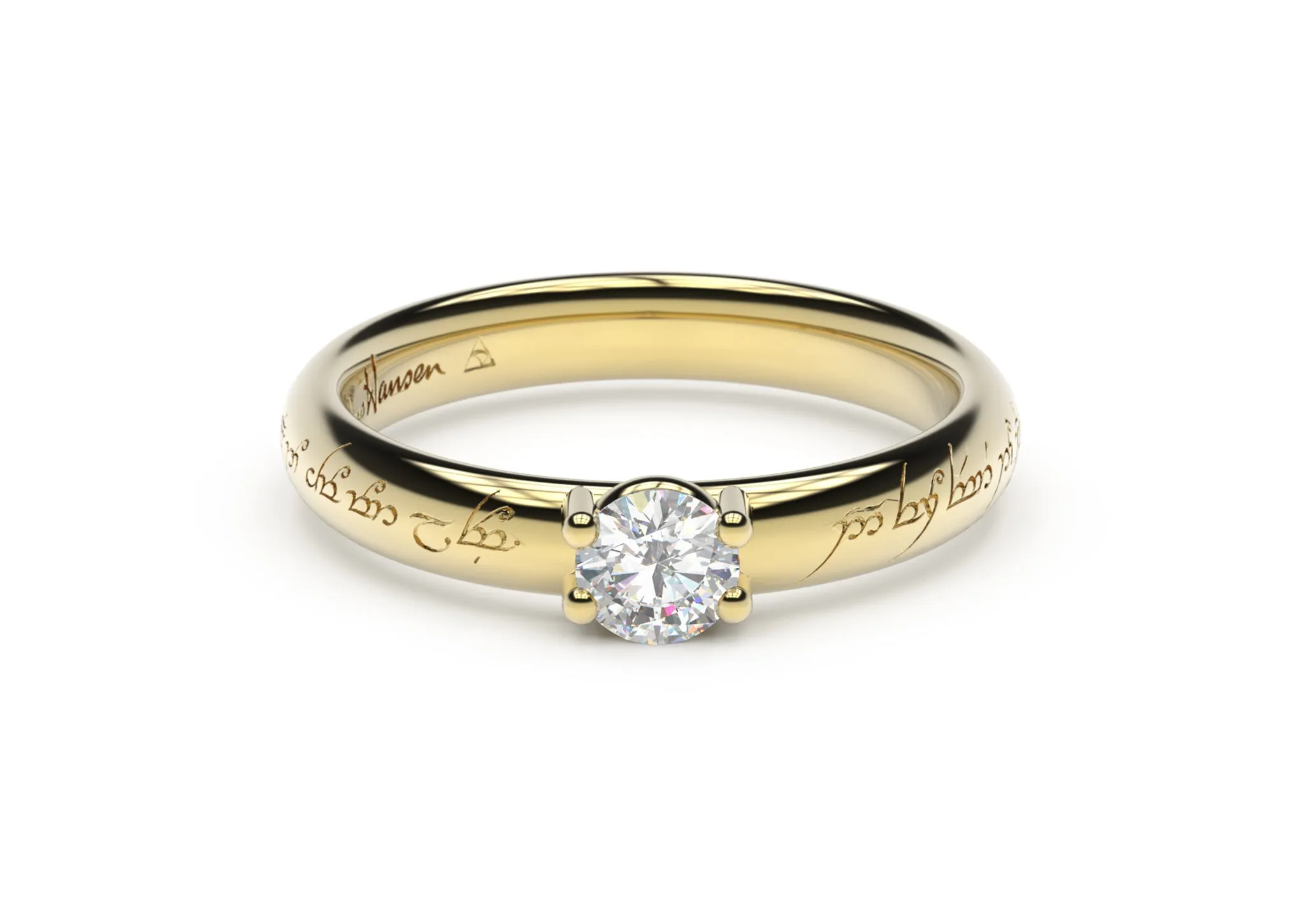 Contemporary Elvish Engagement Ring - Slim, Yellow Gold