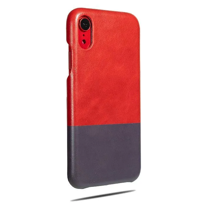 Crimson Red & Wine Purple iPhone XR Leather Case