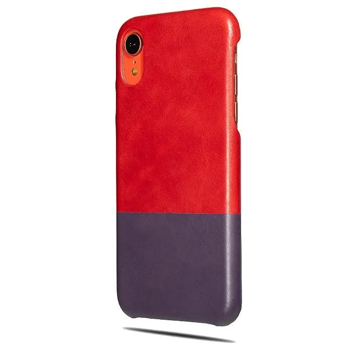 Crimson Red & Wine Purple iPhone XR Leather Case