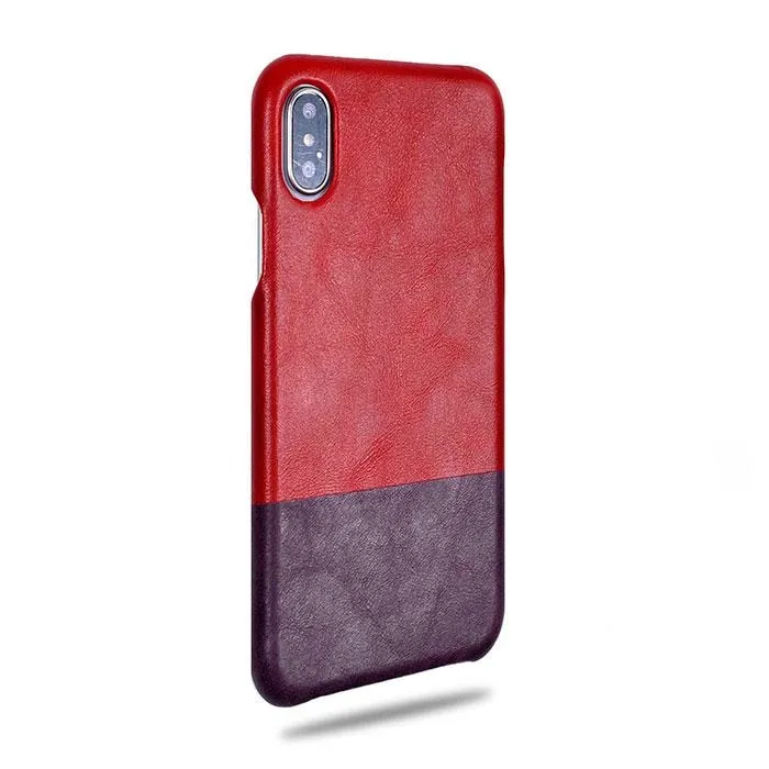 Crimson Red & Wine Purple iPhone Xs Max Leather Case