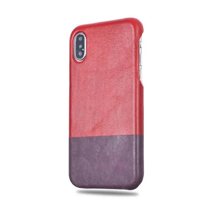 Crimson Red & Wine Purple iPhone Xs Max Leather Case