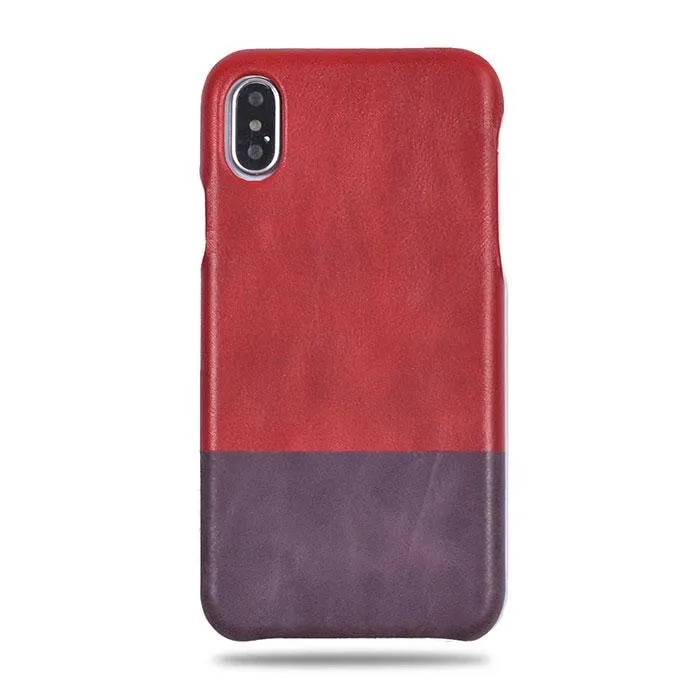 Crimson Red & Wine Purple iPhone Xs Max Leather Case