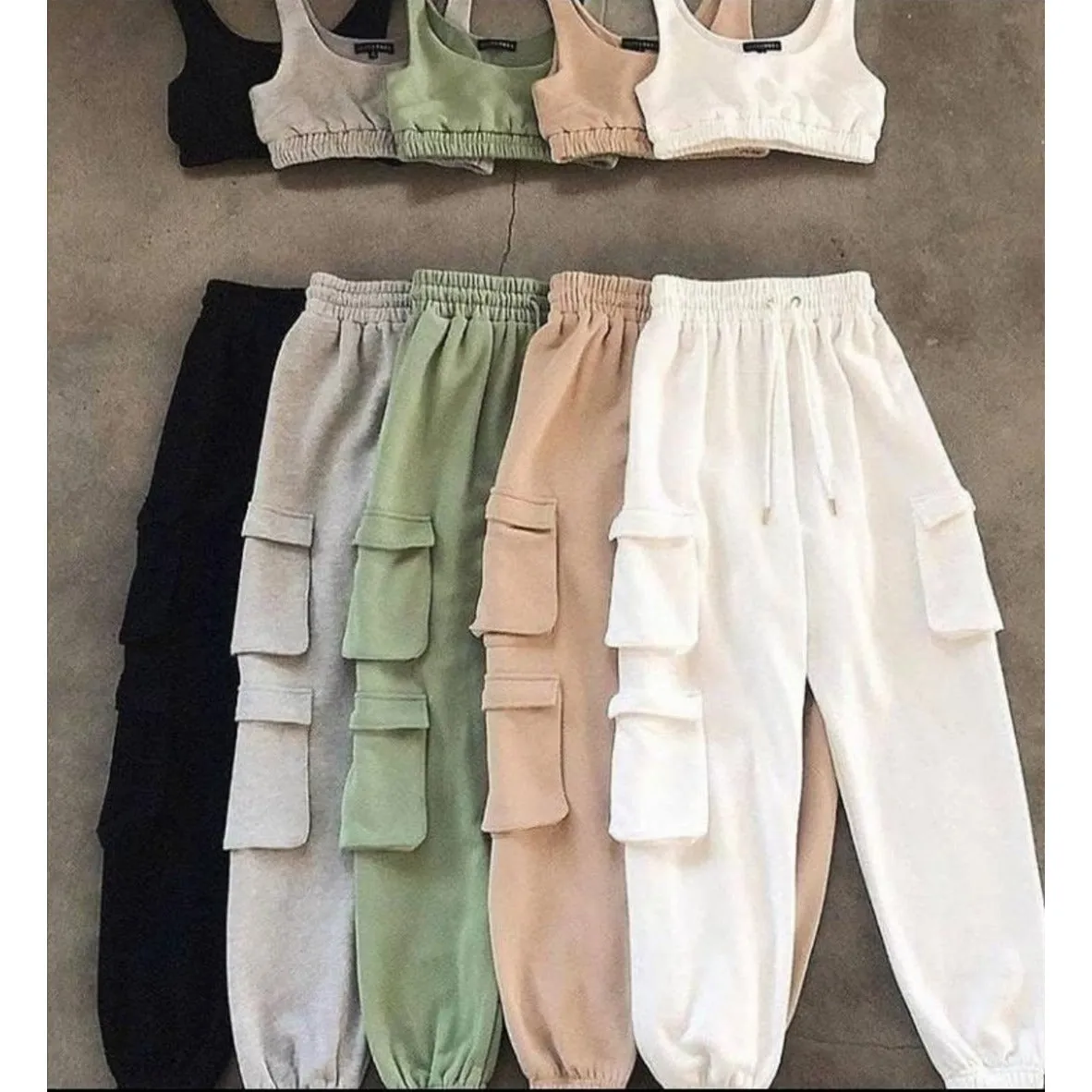 Crop top and pocket Pant Tracksuit Set