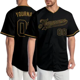 Custom Black Black-Old Gold Authentic Baseball Jersey