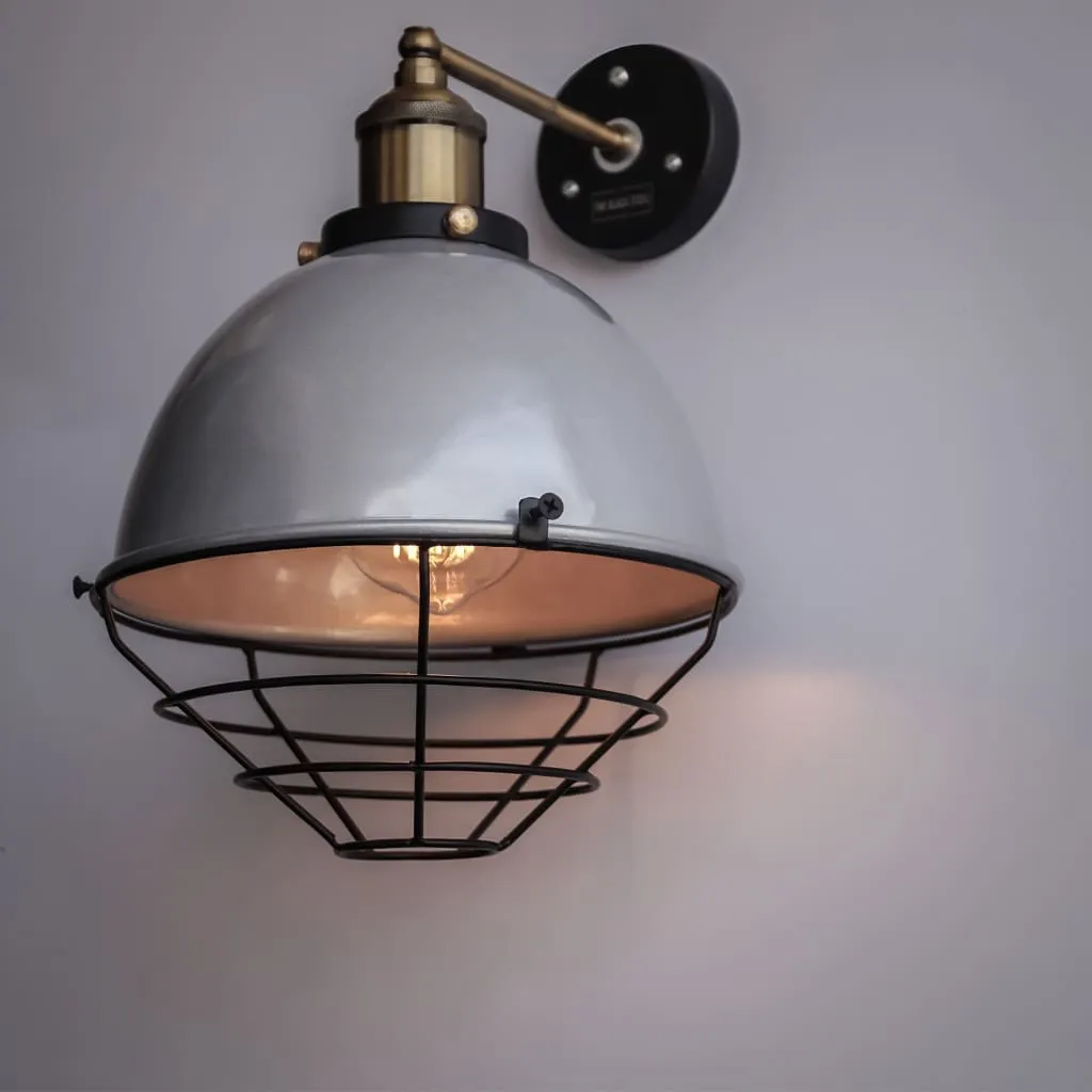 Cws118 Metallic Silver Finish Industrial Retro Dome Wall Sconce