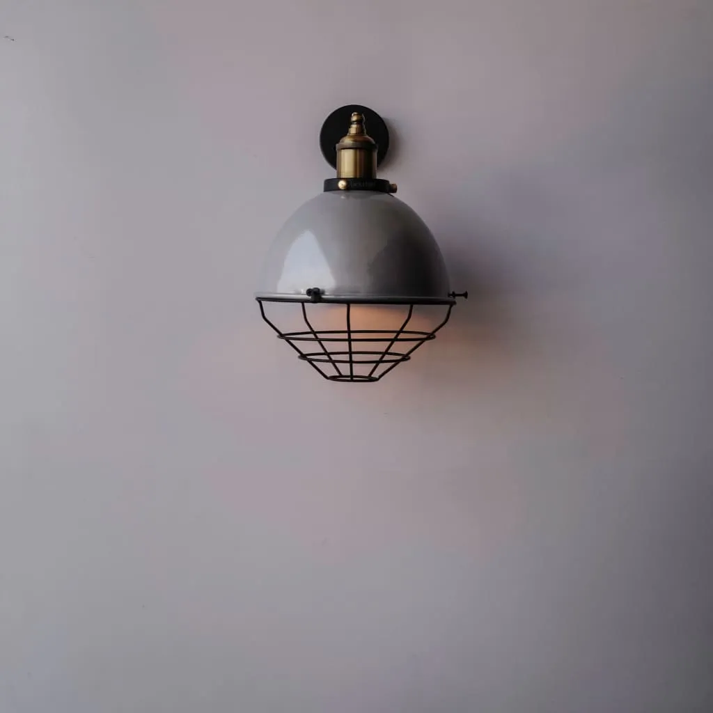 Cws118 Metallic Silver Finish Industrial Retro Dome Wall Sconce