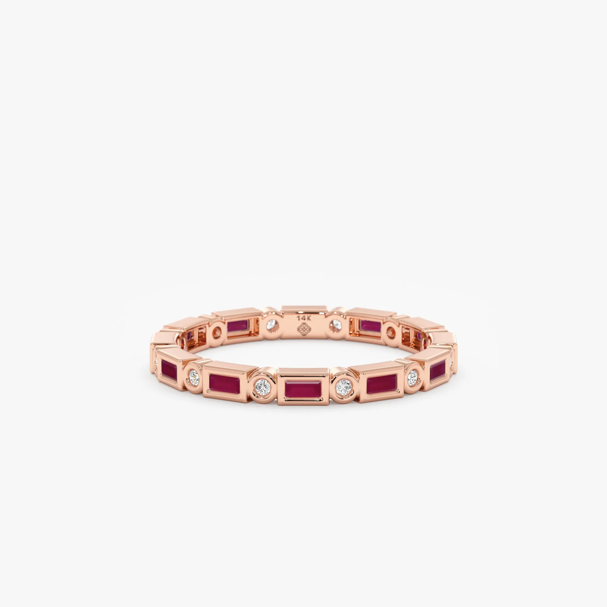 Diamond and Baguette Ruby Eternity Ring, Tamia