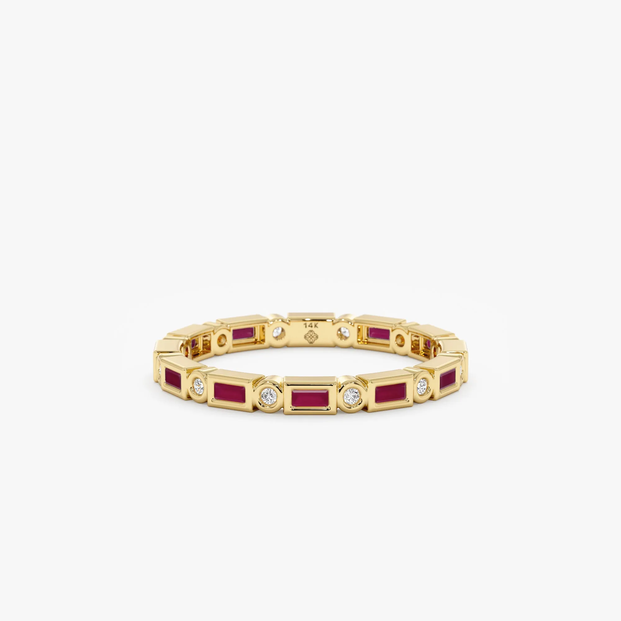 Diamond and Baguette Ruby Eternity Ring, Tamia