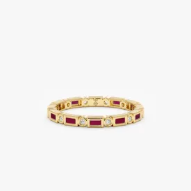 Diamond and Baguette Ruby Eternity Ring, Tamia