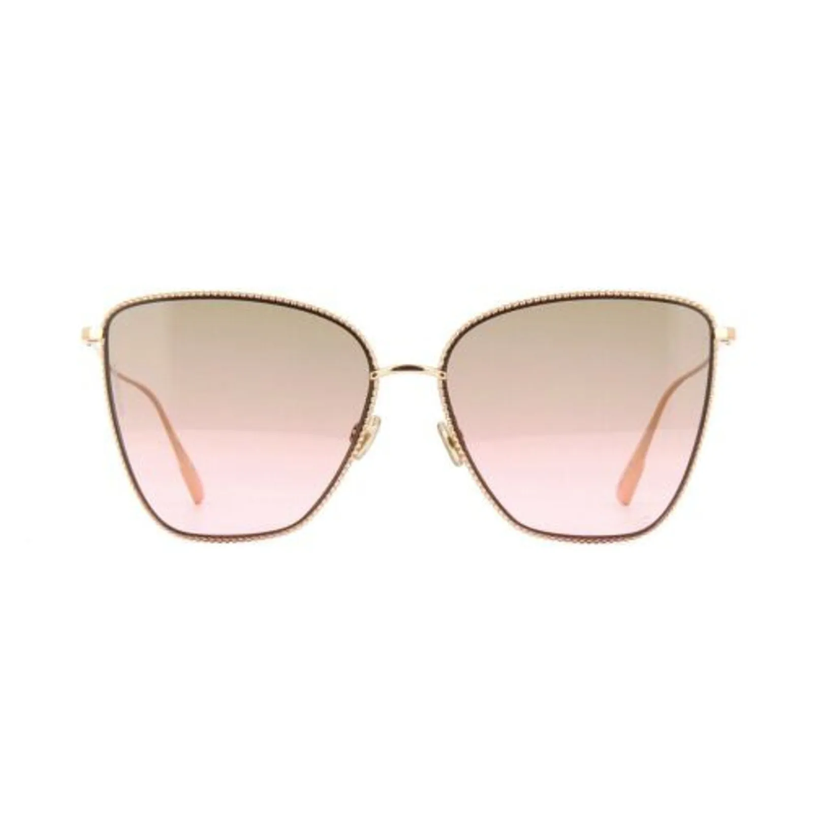 Dior Gold Studded “Society 1S” Sunglasses w/ Rose Pink Lenses