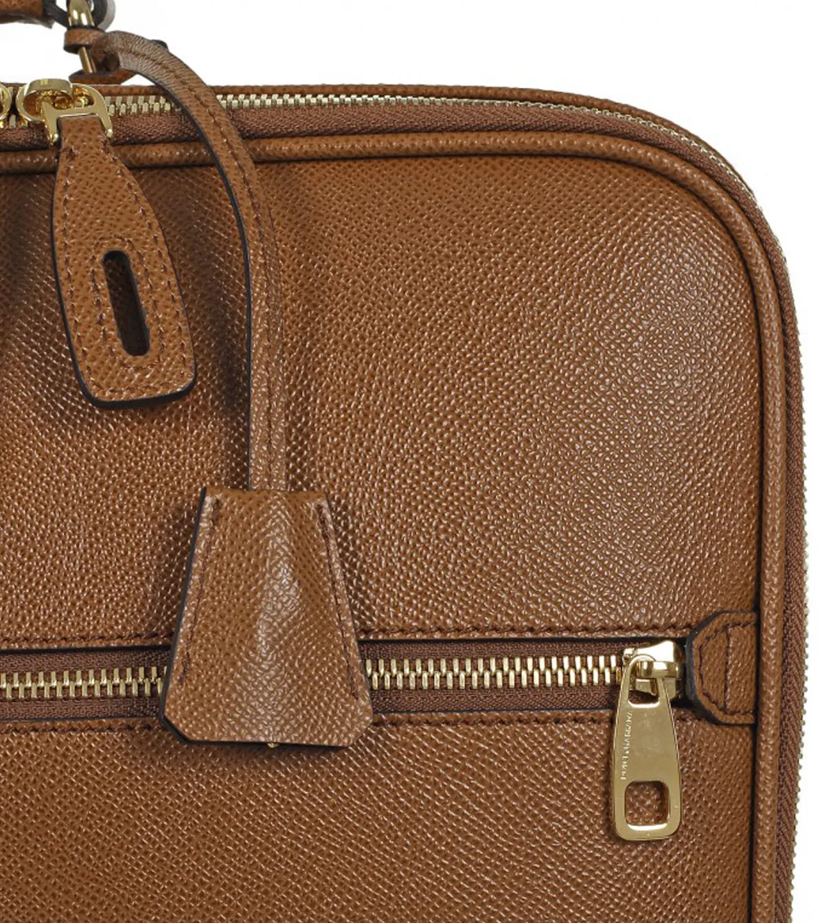 Dolce & Gabbana Brown textured leather carry on trolley