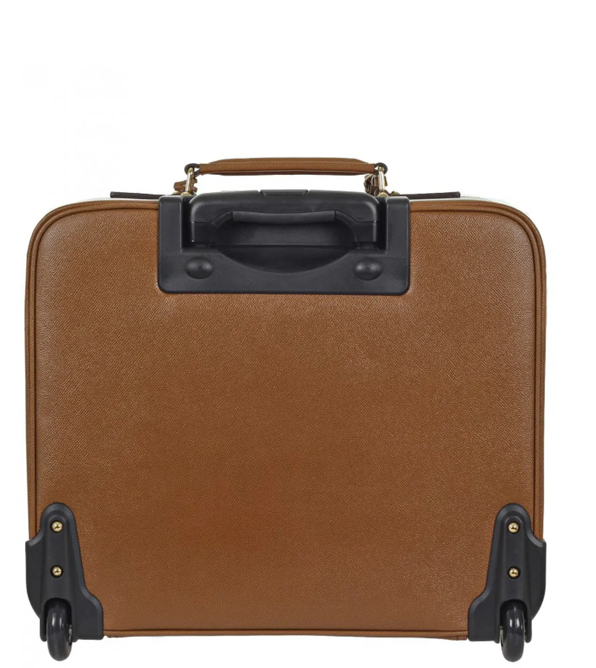 Dolce & Gabbana Brown textured leather carry on trolley