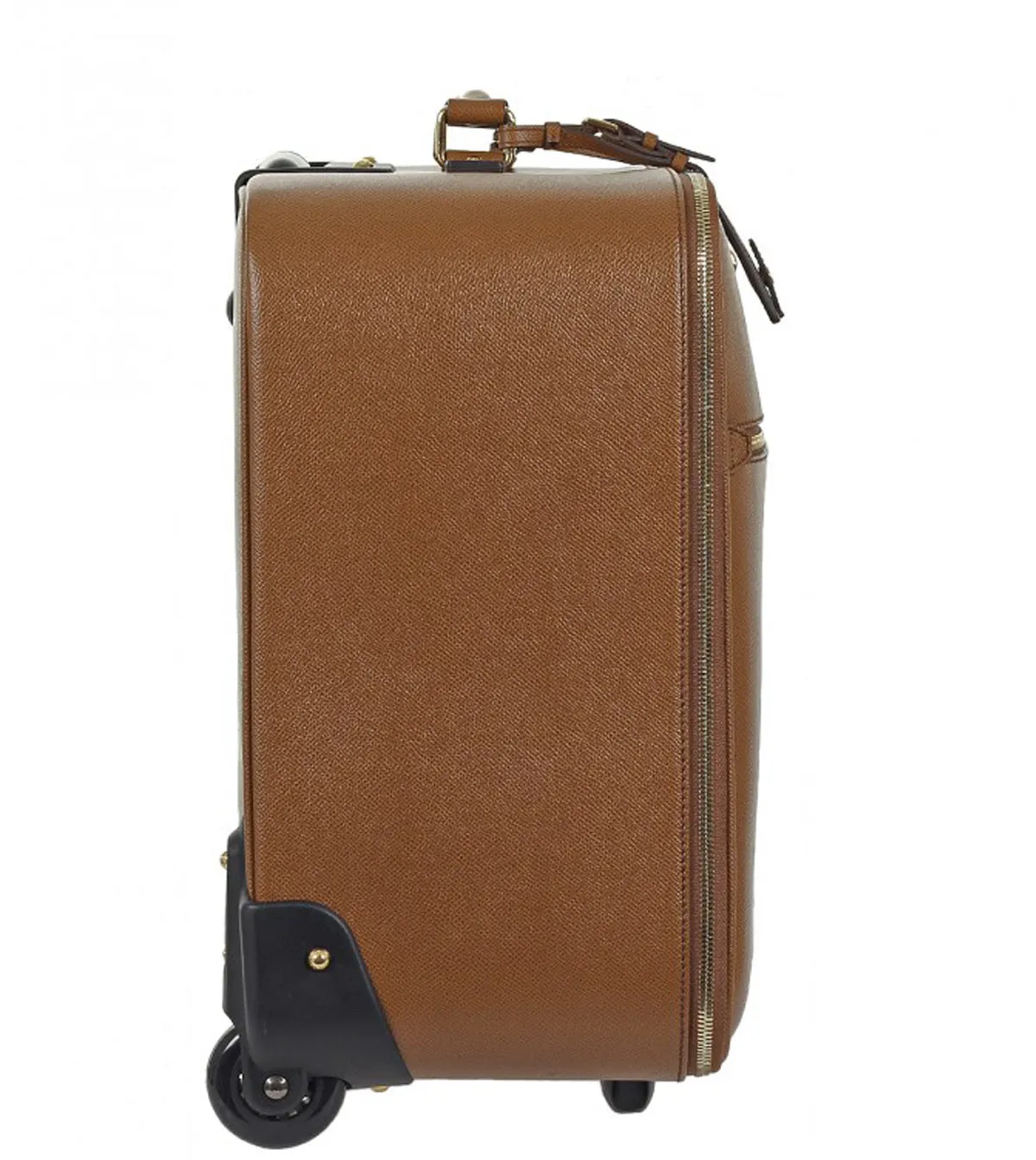 Dolce & Gabbana Brown textured leather carry on trolley