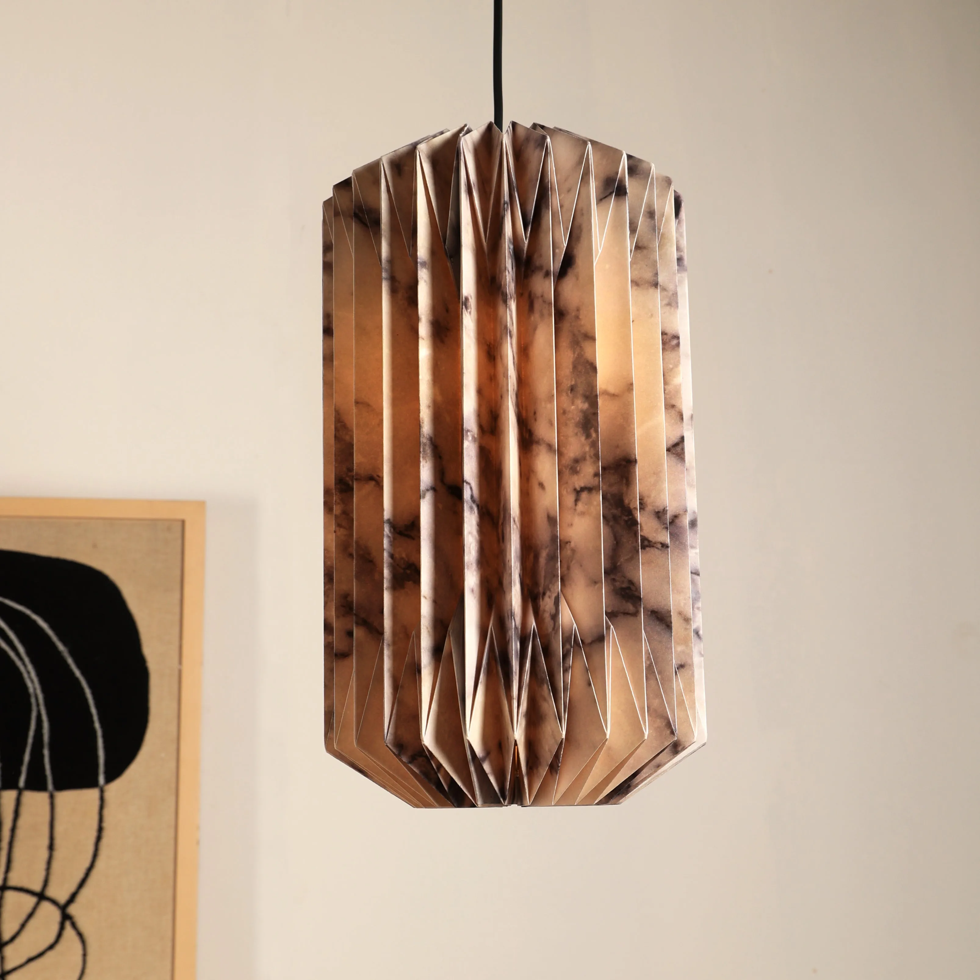 Drum Marble Print Pendant Lamp