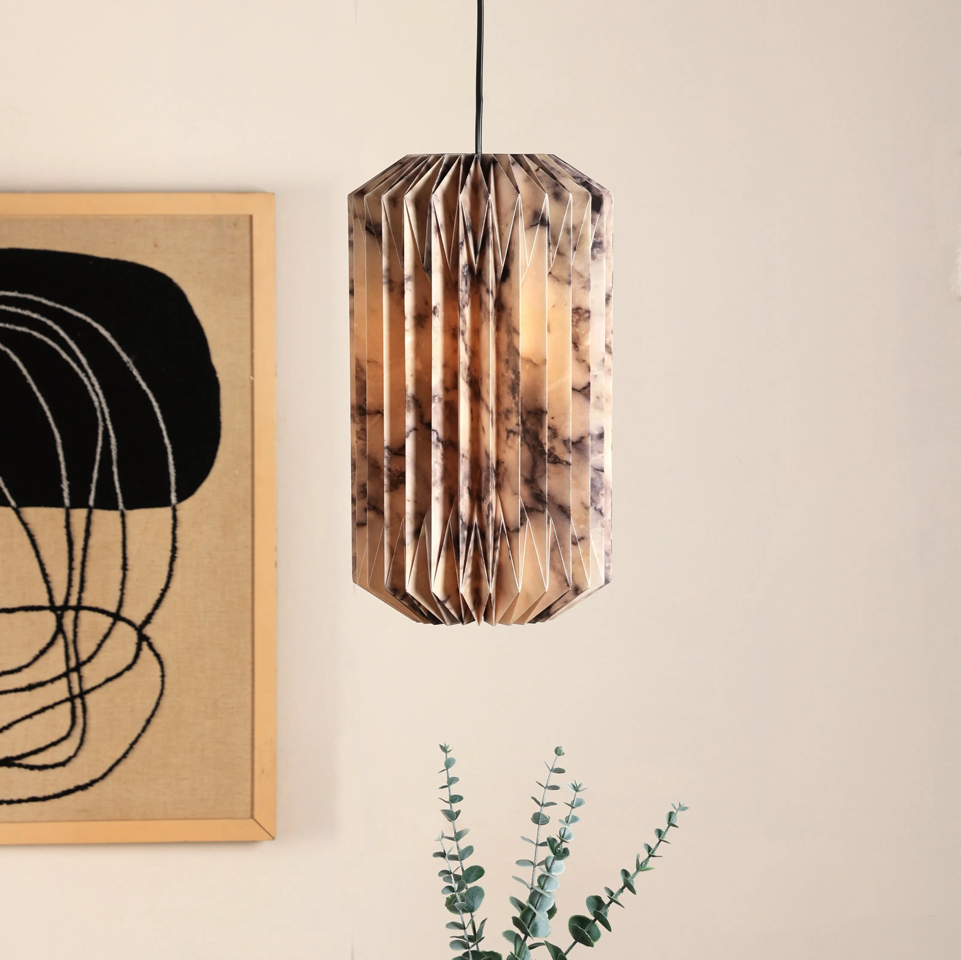 Drum Marble Print Pendant Lamp