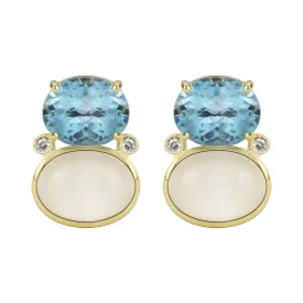 Earrings - Blue Topaz, Moonstone And Diamond (2344B)