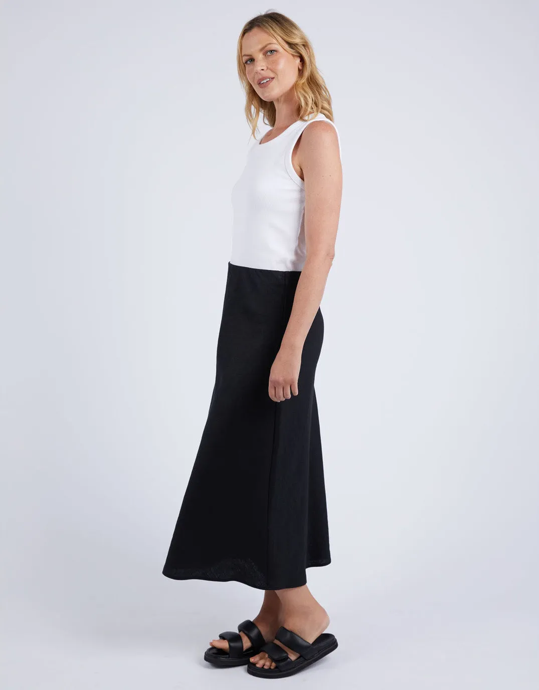 Eleni Linen Skirt - Black