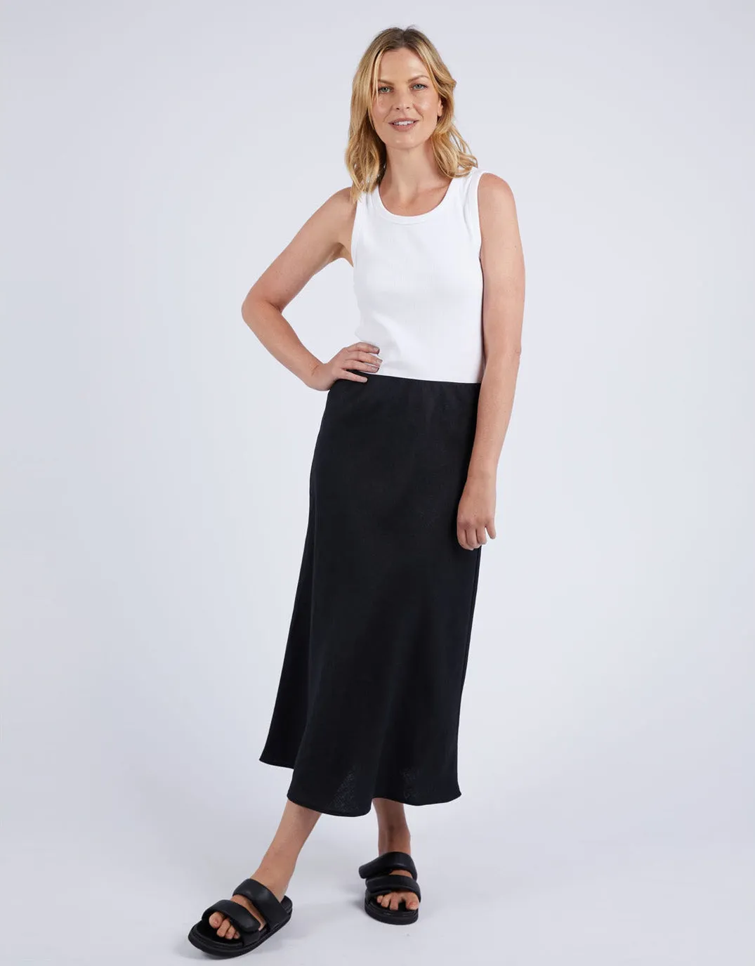 Eleni Linen Skirt - Black