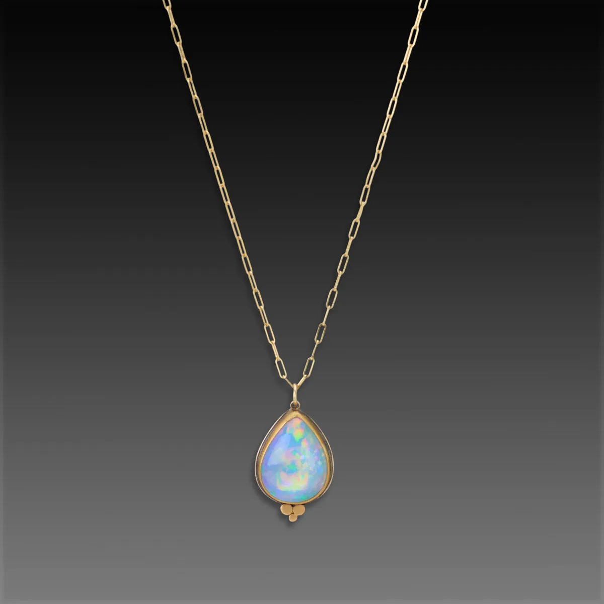 Ethiopian Opal Teardrop Necklace