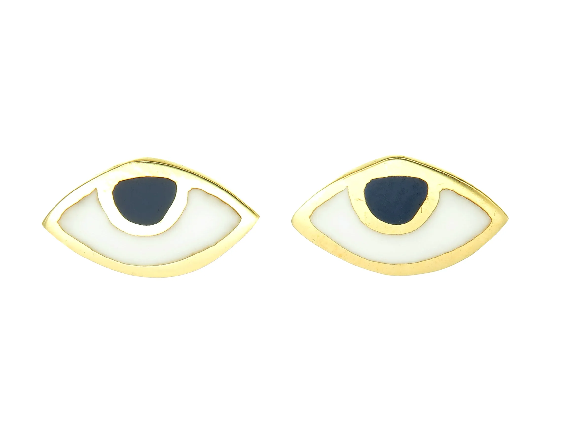 EYE SPY - STUD EARRINGS - NAVY - GOLD