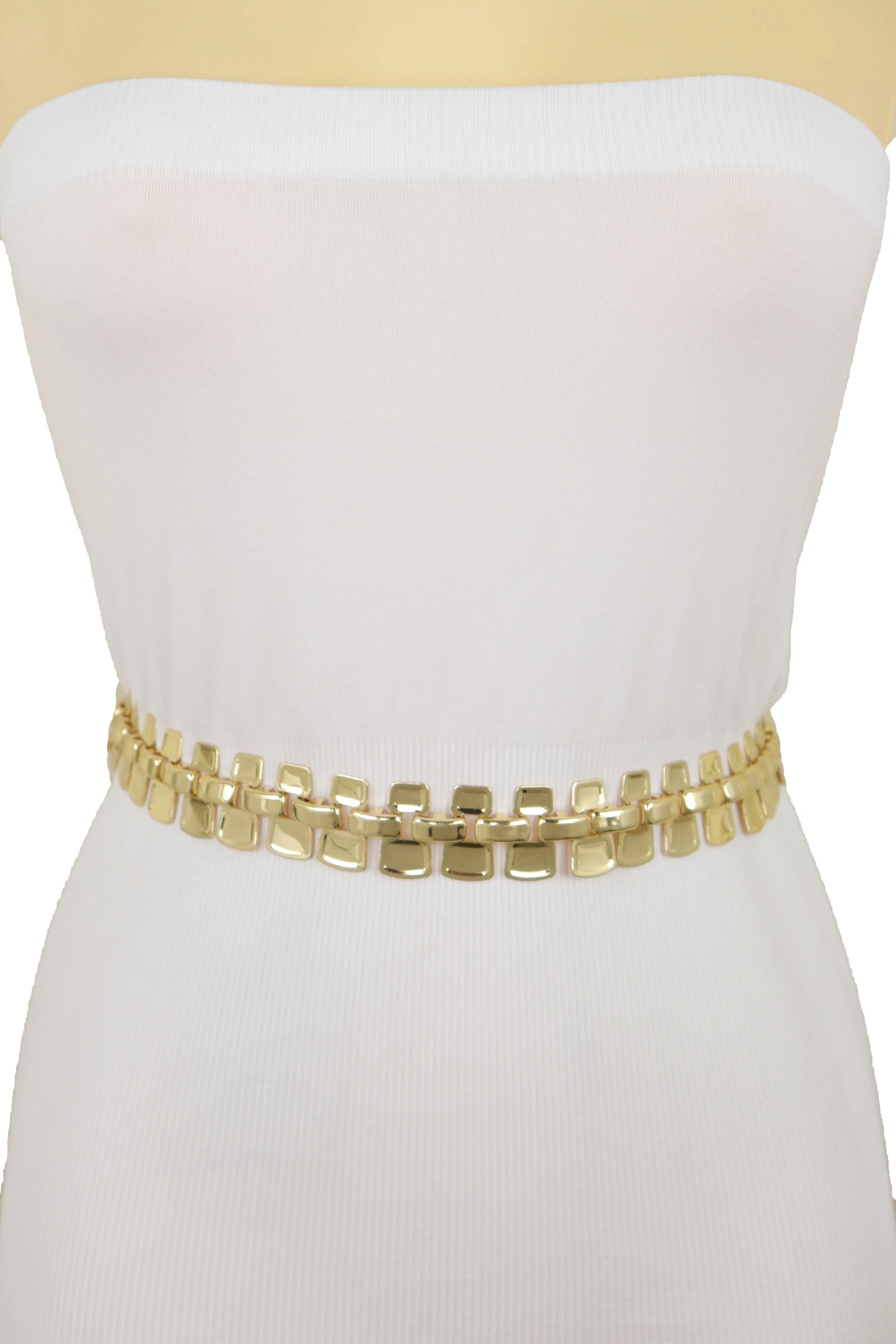 Fashion Belt Gold Mesh Metal Chain Link Charms Strand Waistband Size S M L-