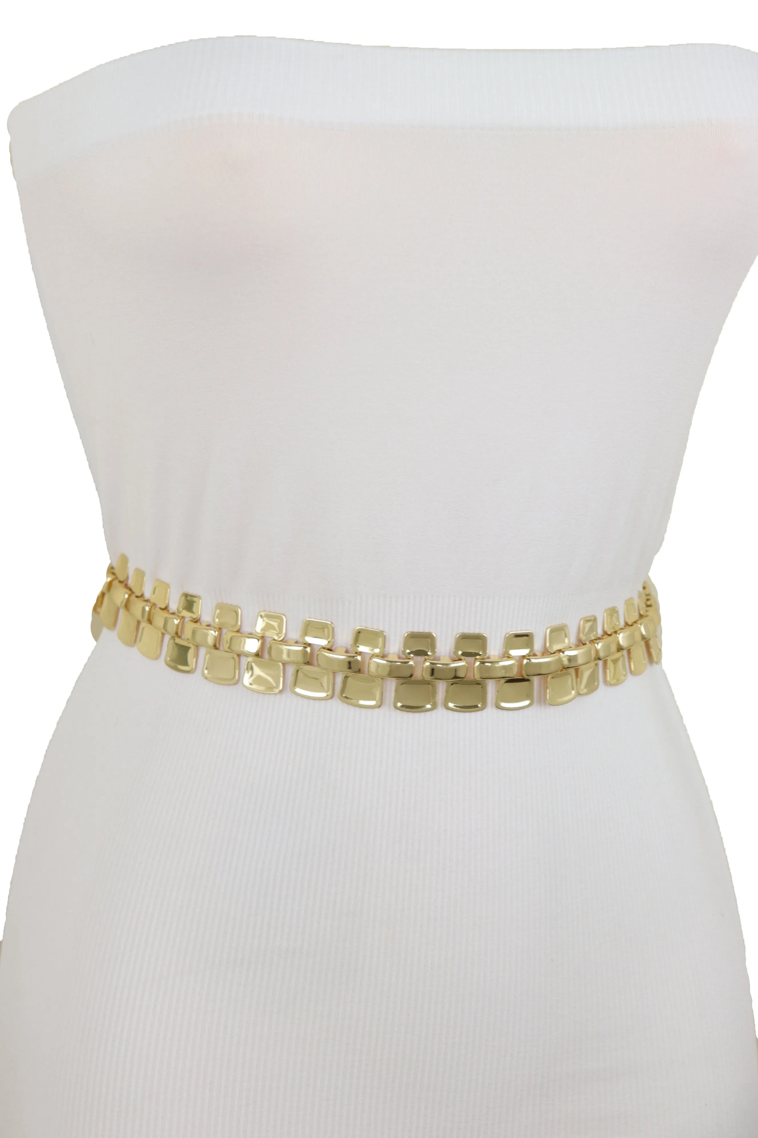 Fashion Belt Gold Mesh Metal Chain Link Charms Strand Waistband Size S M L-