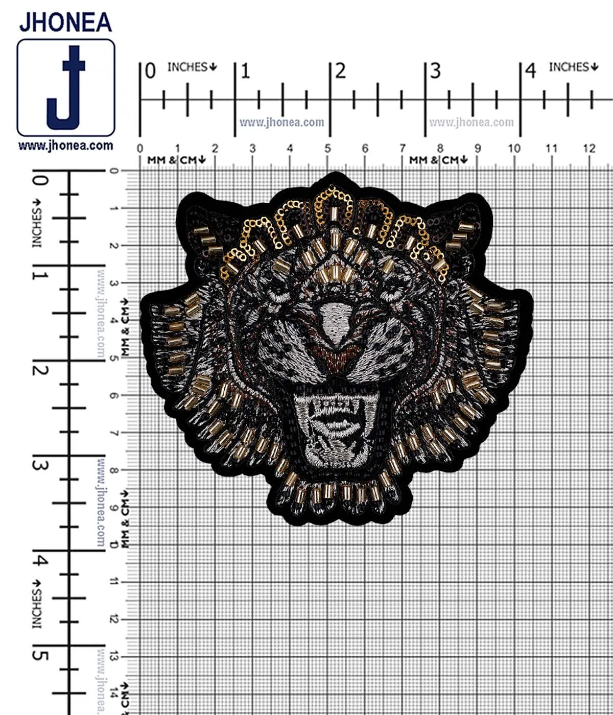 Ferocious Tiger Pipe Beaded Embroidered Animal Patch