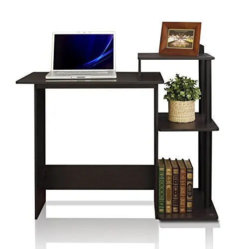 FURINNO 11192EX/BK EFFICIENT COMPUTER DESK, ESPRESSO/BLACK