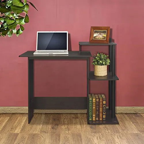 FURINNO 11192EX/BK EFFICIENT COMPUTER DESK, ESPRESSO/BLACK