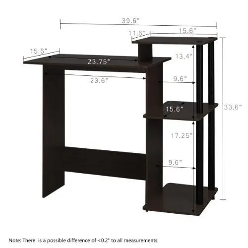 FURINNO 11192EX/BK EFFICIENT COMPUTER DESK, ESPRESSO/BLACK